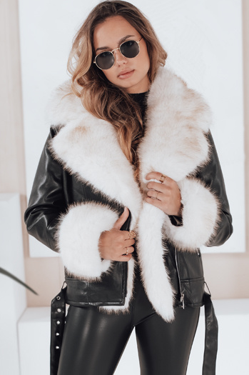 Damen Ramones Jacke mit Pelz schwarz Dstreet TY5122