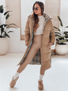 WINTERMISS Damen Winter lange Steppjacke mit Kapuze dunkelbeige Dstreet TY4966