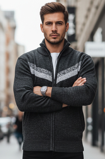 Herren Pullover ohne Knöpfe dunkelgrau Dstreet WX2260z