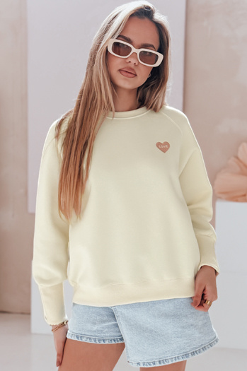 Damen Sweatshirt in Übergröße mit Herzen LOVELISA ecru Dstreet BY1520