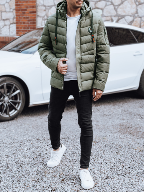 Herren Steppwinterjacke mit Kapuze grün Dstreet TX5058