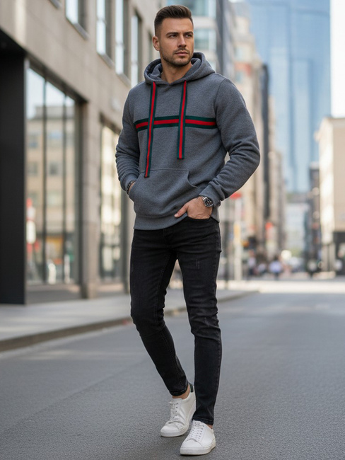 Herren Kapuzenpulli dunkelgrau Dstreet BX5937