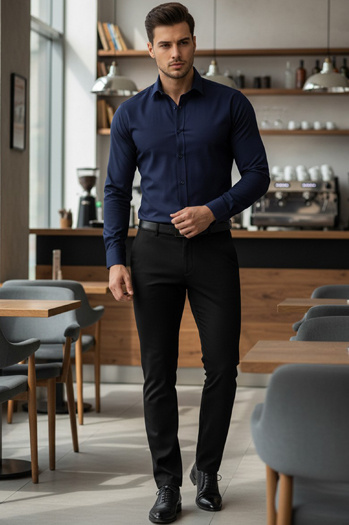 Herrenhemd navyblau Dstreet DX2477