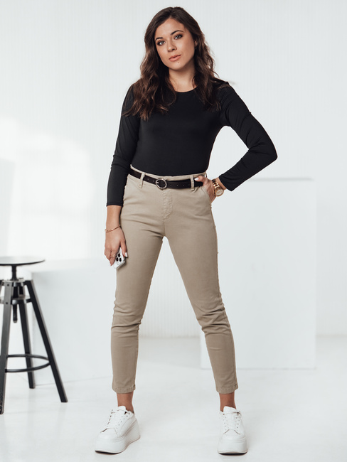 TRENDIOSS Damenhose mit Gürtel beige Dstreet UY2264