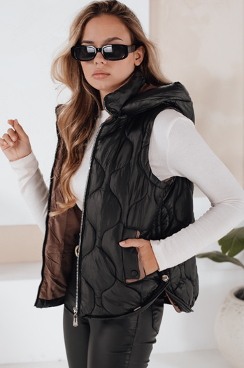 Damen Steppweste mit Kapuze MISSVEST schwarz Dstreet TY5022