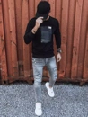 Herren Sweatshirt mit Aufdruck Schwarz Dstreet BX5353