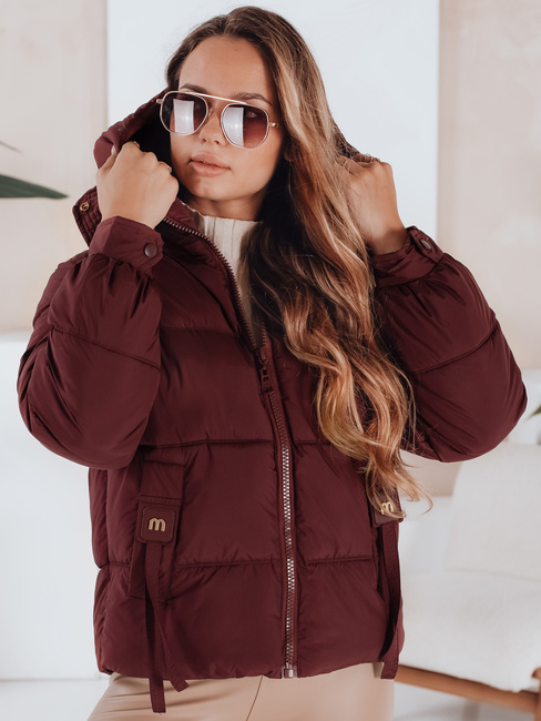 Damen Stepp-Winterjacke mit Kapuze kastanienbraun Dstreet TY5065