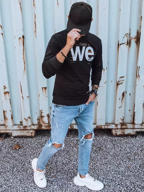 Herren Sweatshirt mit Aufdruck Schwarz Dstreet BX5365