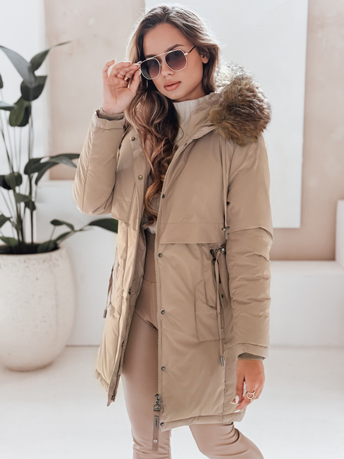 Damen Winter Parka Jacke mit Kapuze in camel Dstreet TY5082