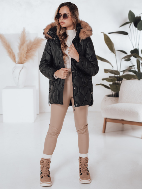Damen Winterjacke LUMORE gesteppt mit Kapuze schwarz Dstreet TY5015