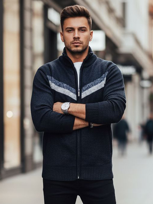 Herren Pullover ohne Knöpfe navy blau Dstreet WX2259z