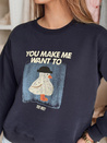 Damen Oversize bedrucktes Sweatshirt GOOSHY navy blau Dstreet BY1428