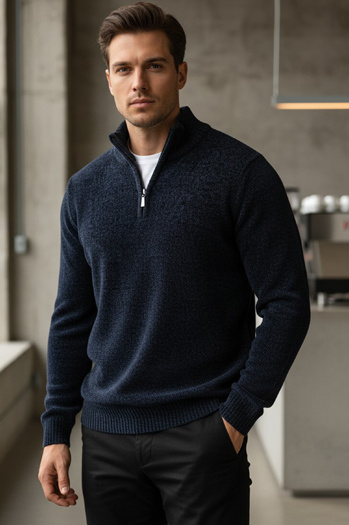 Herren Pullover mit Stehkragen navy blau Dstreet WX2349