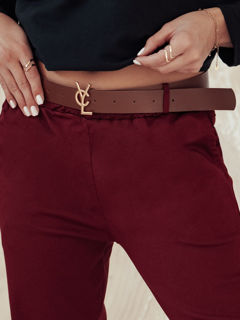 Damen Chinohose Einheitsgröße ELEGANTENO Hose mit Gürtel burgunderrot Dstreet UY2256