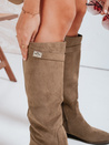 Damen Wildleder Stiefel mit niedrigem Absatz beige Dstreet ZY1088