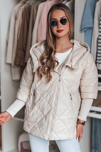 Damen Übergangs-Steppjacke in Übergröße PUFFILOF hellbeige Dstreet TY4856
