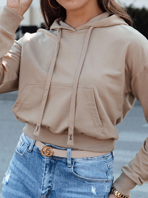 TRENDHOOD Damen Kapuzenpullover hellbraun Dstreet BY1311
