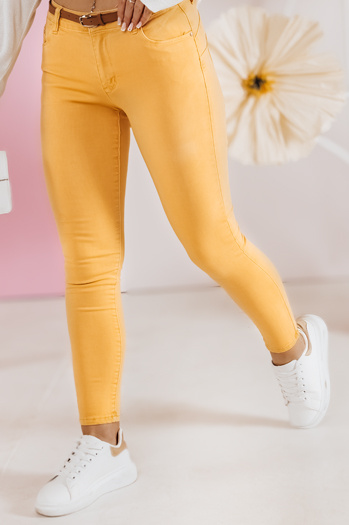 Damen Denim CLARET Hose mit Gürtel Set gelb Dstreet UY2454