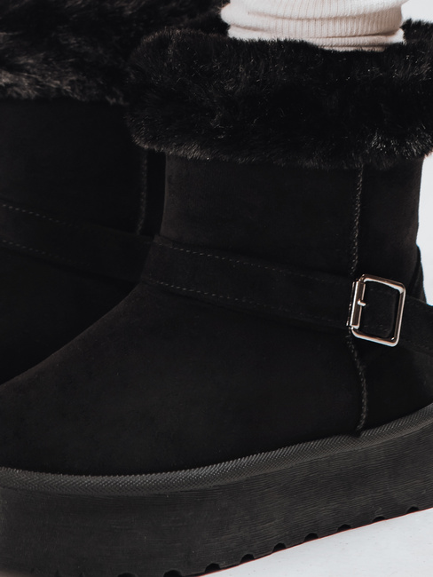 Damen Wildleder Schneestiefel mit Pelz schwarz Dstreet ZY1273