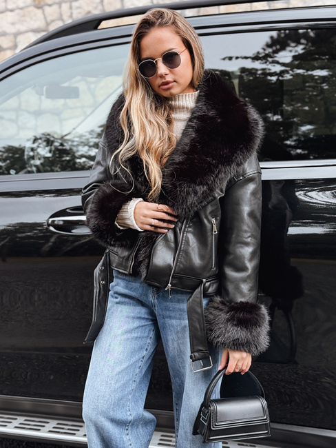 Damen Ramones Jacke mit Pelz schwarz Dstreet TY5233