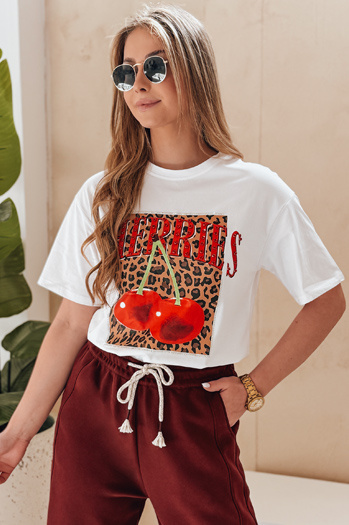 Damen Oversize-T-Shirt mit Kirsche VISON weiß Dstreet RY2876