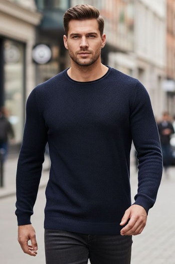 Marineblauer Pullover für Männer WX2294z