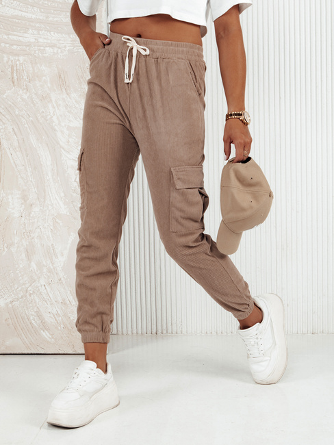 Gestreifte CHICCORD Damenhose in Kamel Dstreet UY2175