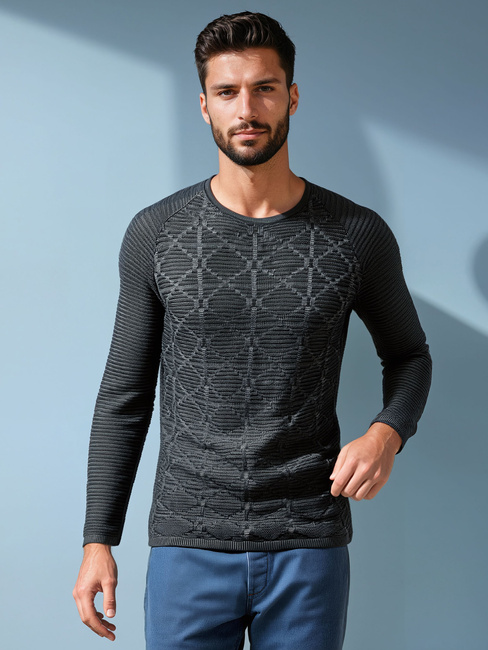 Anthrazitfarbener Herren-Pullover WX2305