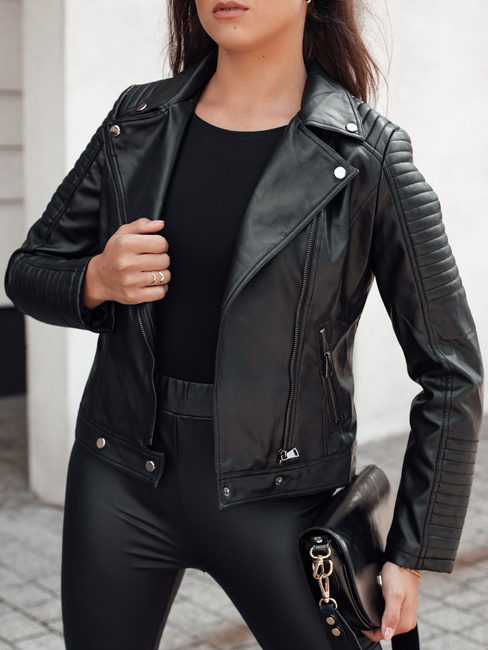 Damen Leder Ramonseka kurze Jacke schwarz Dstreet TY4634