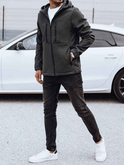 Herren Softshell-Übergangsjacke mit Kapuze dunkelgrau Dstreet TX4817