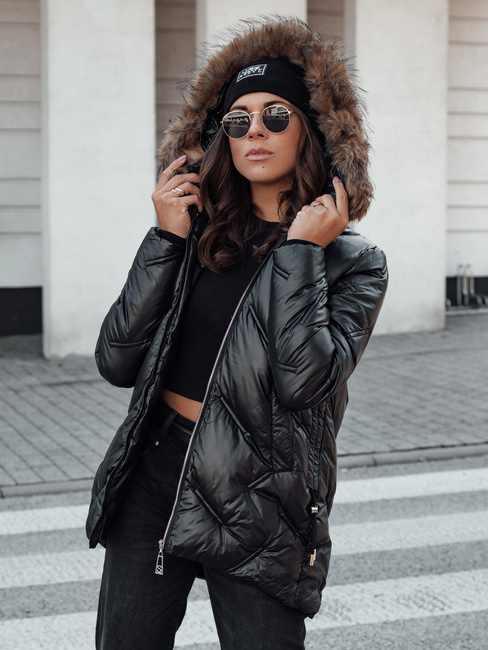 Damen CLASSIQ Winter Steppjacke mit Kapuze schwarz Dstreet TY4623