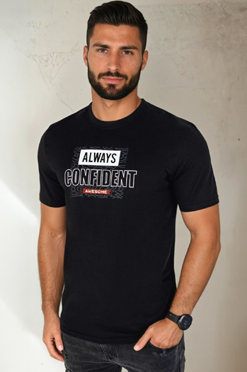 Herren T-shirt mit Aufdruck Farbe Schwarz DSTREET RX5407
