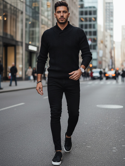 Schwarzer Herren-Pullover Dstreet WX2256z