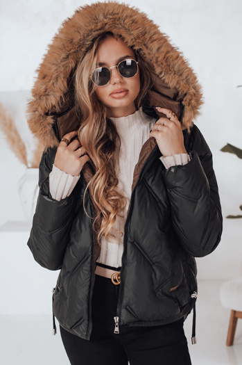 Damen Winterjacke COLDLIKE gesteppt mit Kapuze schwarz Dstreet TY5001