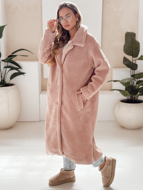 Damen Wintermantel Teddyfell lang rosa Dstreet NY0751