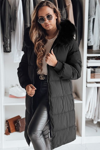 Damen Winterjacke mit Fell TREVERSE schwarz Dstreet TY4498