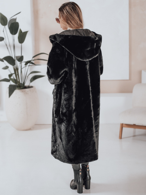 Damen Pelzmantel HELLOCHIC lang schwarz Dstreet TY4986