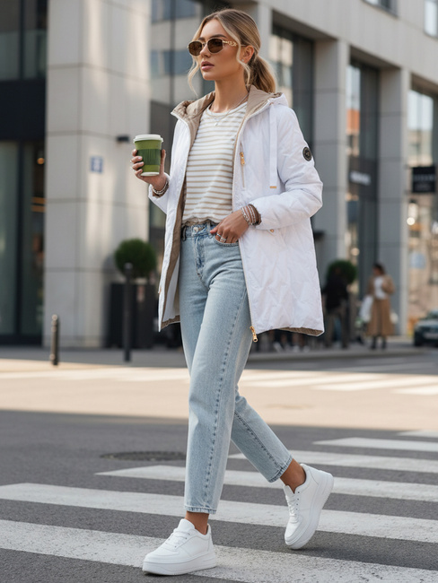 Gesteppte Damen-Übergangsjacke weiß Dstreet TY5564