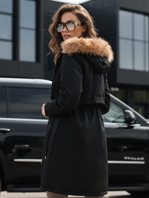 Damen Winter Parka Jacke mit Fell schwarz Dstreet TY5115