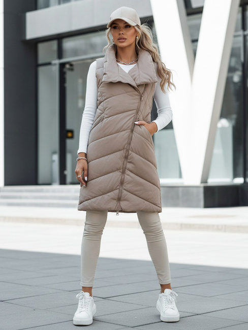 Damen Steppweste lang ohne Kapuze SERKIS beige Dstreet TY4525