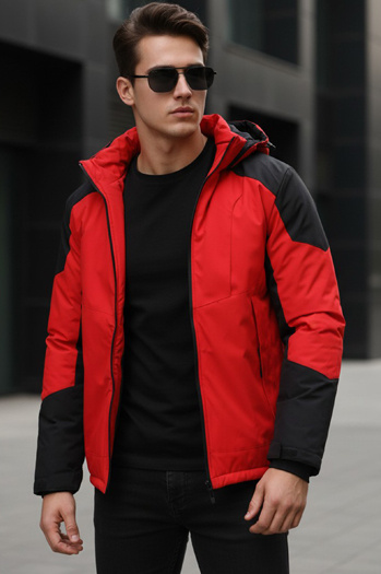 Herren Winterjacke mit Kapuze rot Dstreet TX5121