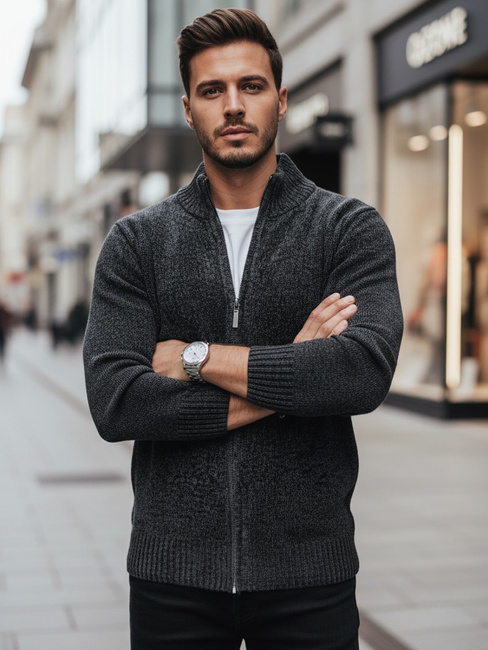 Herren Pullover ohne Knöpfe dunkelgrau Dstreet WX2234