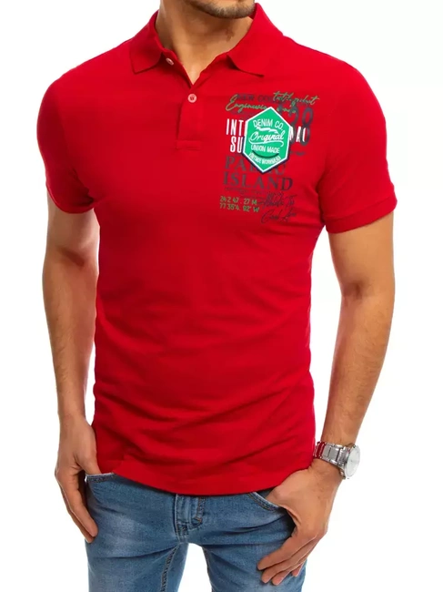 Herren Poloshirt mit Aufdruck Rot Dstreet PX0367