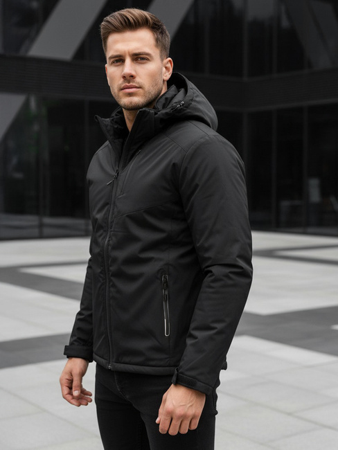 Herren Winterjacke mit Kapuze schwarz Dstreet TX5119