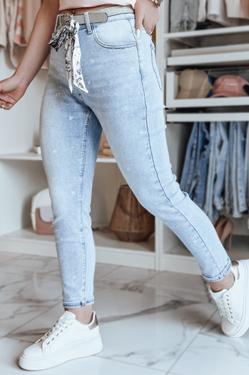 Damen Slim Fit Denim Hose in Herzen mit Gürtel SPARKYS blau Dstreet UY2425