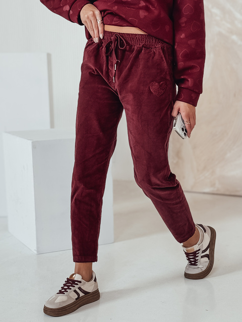Damen Freizeithose in Einheitsgröße VELVITO Cord burgunderrot Dstreet UY2287