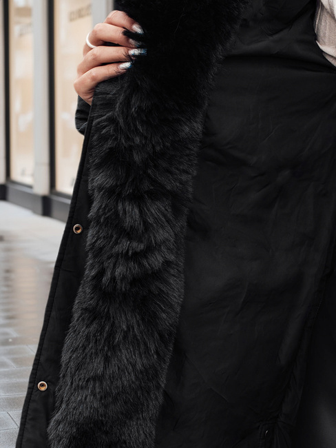 Damen Winterjacke MORISIO lang gesteppt mit Kapuze schwarz Dstreet TY4702z