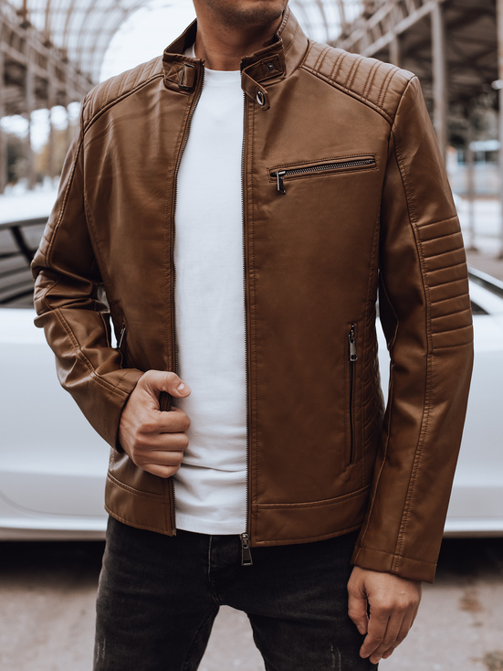 Herren Lederjacke mit Stehkragen camel Dstreet TX4889