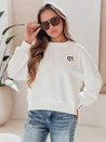 Damen Sweatshirt in Übergröße mit gestickten Herzen MONLOVE weiß Dstreet BY1507