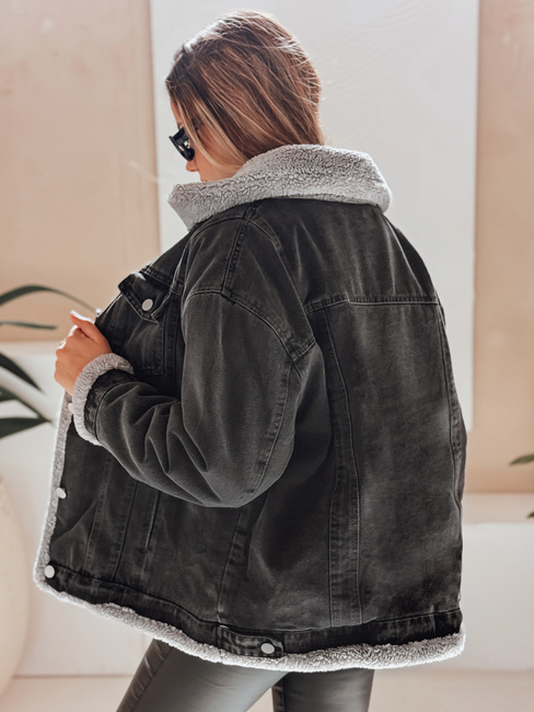 Damen Winter-Jeansjacke mit Schaffell grau Dstreet TY5173